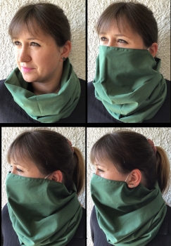 Schal als Gesichtsmaske 1 oder 2 farbig (doppelseitig) aus Baumwolle mit Ohrenschlaufen 70 Varianten Waschbar für Männer, Frauen, Div